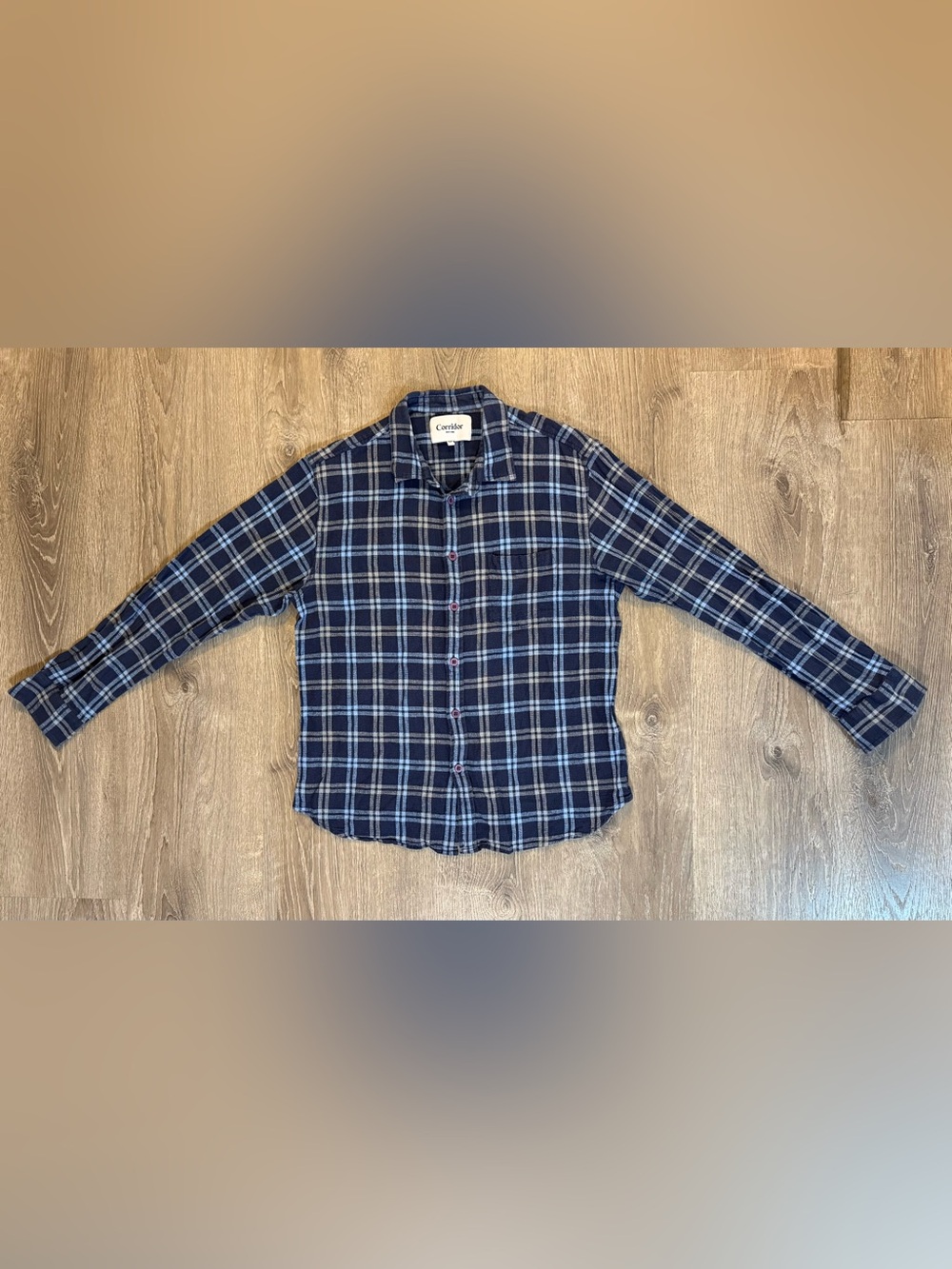 Corridor New York men’s Linen Cotton Plaid Button Up Shirt